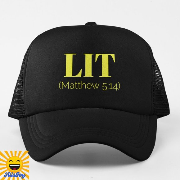 LIT Matthew 5:14 Foam Trucker Hat Snapback Cap Black - Picture 1 of 2